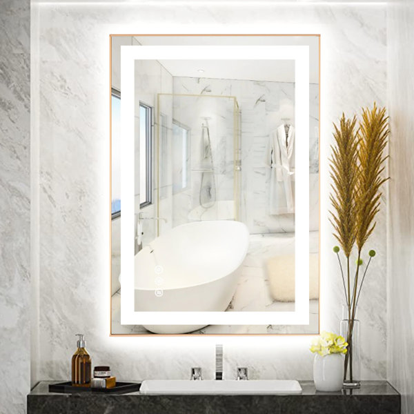 FB Eleen Rectangular Frame Modern High Lumen Vintage LED Light AntiFog Bathroom Mirror